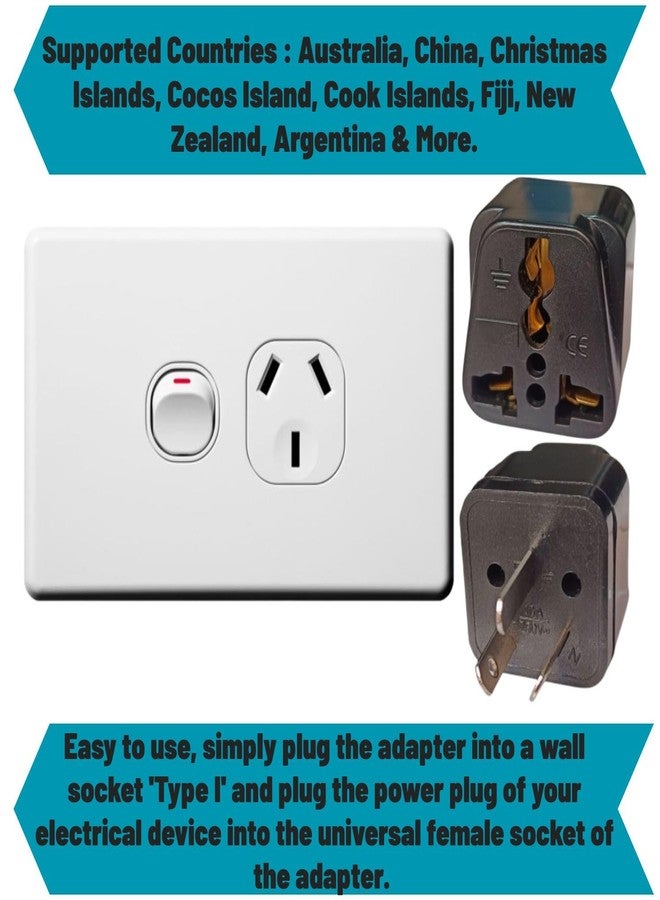 Adaptro Universal Travel Adapter Type I Plug Converter for India to Australia, New Zealand, China & More, Pack of 4, Black - Image 3